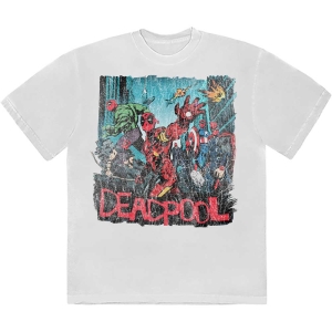 Marvel - Deadpool Hero Scene Vintage Wht T-Shirt i gruppen MERCHANDISE / T-shirt / Film-Musikal hos Bengans Skivbutik AB (5562856r)