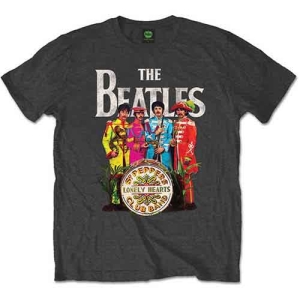 Beatles - Sgt Pepper Uni Char Grey T-Shirt i gruppen MERCHANDISE / T-shirt / Pop-Rock hos Bengans Skivbutik AB (5563400r)