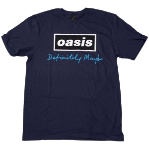 Oasis - Definitely Maybe Text Logo Navy T-Shirt i gruppen MERCHANDISE / T-shirt / Pop-Rock hos Bengans Skivbutik AB (5564214r)