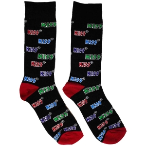 Kiss - Coloured Logos Patt Bl Socks (Eu 39-45) i gruppen MERCHANDISE / Merch / Hårdrock hos Bengans Skivbutik AB (5564506)