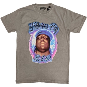 Notorious B.I.G - Rip Airbrush Uni Grey T-Shirt i gruppen MERCHANDISE / T-shirt / Hip Hop-Rap hos Bengans Skivbutik AB (5566997r)