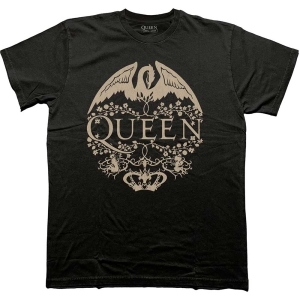 Queen - Floral Crest Mono Uni Bl i gruppen MERCHANDISE / T-shirt / Pop-Rock hos Bengans Skivbutik AB (5570048r)