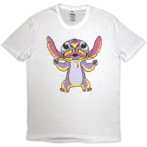 Lilo & Stitch - Purple Stitch Uni Wht T-Shirt i gruppen MERCHANDISE / T-shirt / Film-Musikal hos Bengans Skivbutik AB (5583035r)