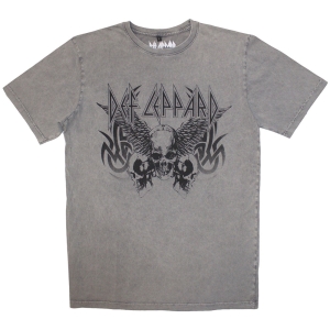 Def Leppard - Tribal Skull Stone Wash Uni Grey T-Shirt i gruppen MERCHANDISE / T-shirt / Hårdrock hos Bengans Skivbutik AB (5586753r)