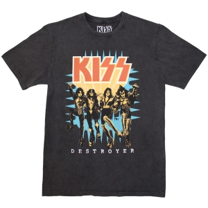 Kiss - Destroyer 3D Logo Stone Wash Uni Char T-Shirt i gruppen MERCHANDISE / T-shirt / Hårdrock hos Bengans Skivbutik AB (5586772r)