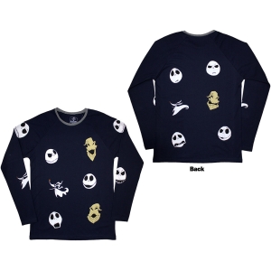 The Nightmare Before Christmas - Character Heads Uni Navy Longsleeve i gruppen MERCHANDISE / T-shirt / Film-Musikal hos Bengans Skivbutik AB (5586794r)