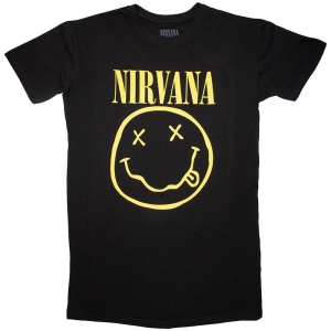 Nirvana - Yellow Happy Face Lady Bl T-Shirt Dress i gruppen MERCHANDISE / T-shirt / Pop-Rock hos Bengans Skivbutik AB (5587393r)