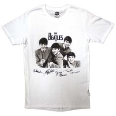 The Beatles - Mop Tops & Signatures Wht T-Shirt